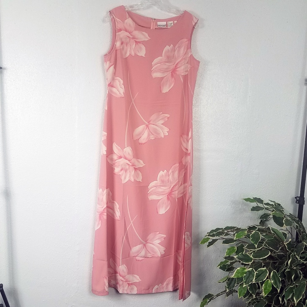 Split Side Pink Petal Maxi Dress
